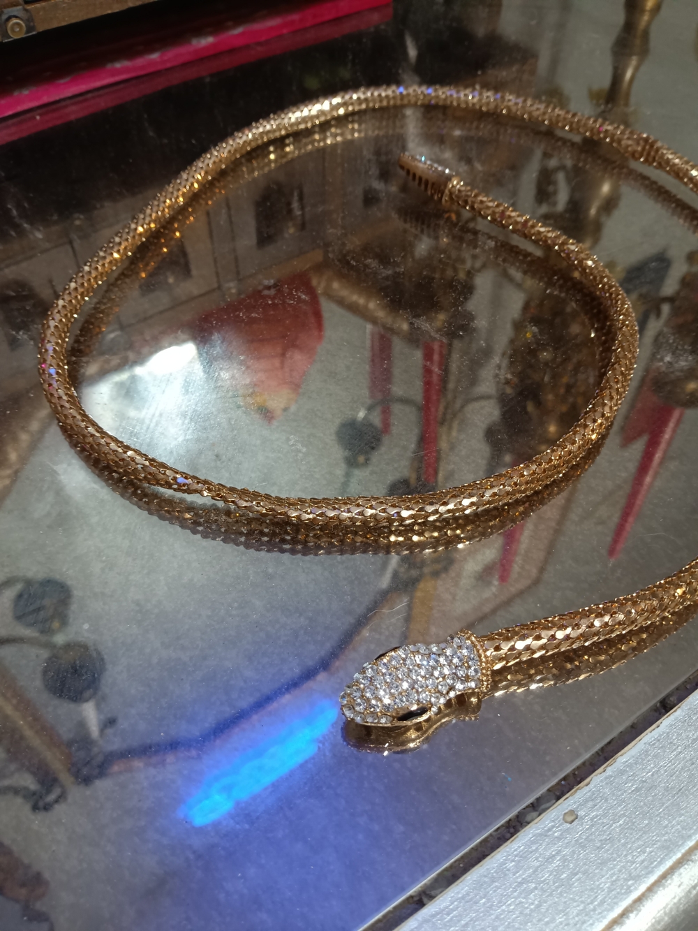Betsey Johnson Gold-Tone Snake Head Crystal Necklace
